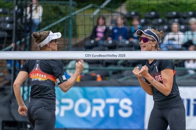 RECORD DATE NOT STATED European Championship, EM, Europameisterschaft - Beachvolleyball Düsseldorf, 31.07.2025 Svenja Mueller (GER), Cinja Tillmann (GER); European Championship - Beachvolleyball Düsseldorf am 31.07.2025 Copyright: xBEAUTIFULxSPORTS PeterxWeberx