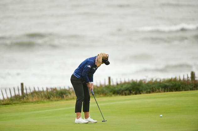 31st July 2025; Royal Porthcawl Golf Club, Porthcawl, Wales; AIG Womens Open Golf, Round 1; Brooke Henderson putting on the 2nd green  AledxHopkins