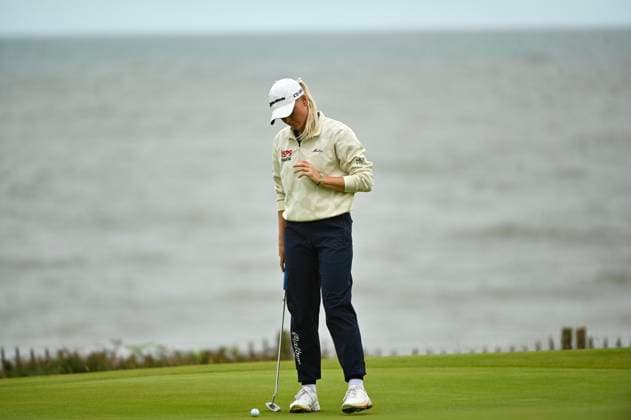 31st July 2025; Royal Porthcawl Golf Club, Porthcawl, Wales; AIG Womens Open Golf, Round 1; Charley Hull on the 2nd green  AledxHopkins