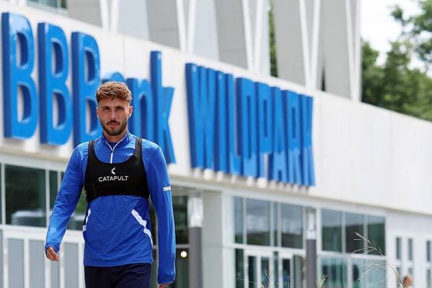 31.07.2025, xrekx, Fussball 2.Bundesliga, Karlsruher SC - Training v.l. Fabian Schleusener (Karlsruher SC) (DFL DFB REGULATIONS PROHIBIT ANY USE OF PHOTOGRAPHS as IMAGE SEQUENCES and or QUASI-VIDEO) Karlsruhe