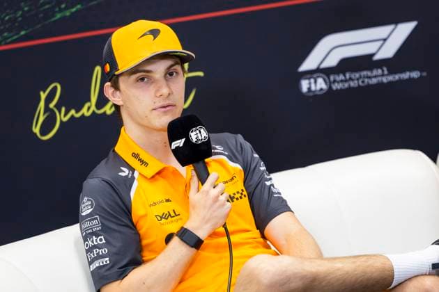 F1 - HUNGARIAN GRAND PRIX 2025 press conference, PK, Pressekonferenz PIASTRI Oscar (aus), McLaren F1 Team MCL39, portrait during the 2025 Formula 1 Lenovo Hungarian Grand Prix, 14th round of the 2025 FIA Formula One World Championship, WM, Weltmeisterschaft from August 1 to 3, 2025 on the Hungaroring, in Mogyorod, Hungary - MogyorodHungary Copyright: xJulienxDelfossex