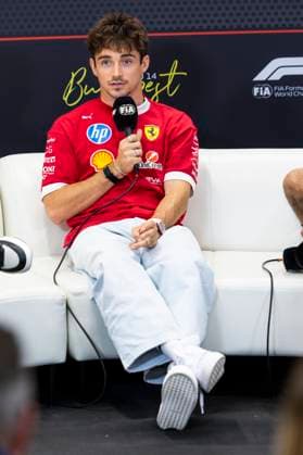 F1 - HUNGARIAN GRAND PRIX 2025 press conference, PK, Pressekonferenz LECLERC Charles (mco), Scuderia Ferrari SF-25, portrait during the 2025 Formula 1 Lenovo Hungarian Grand Prix, 14th round of the 2025 FIA Formula One World Championship, WM, Weltmeisterschaft from August 1 to 3, 2025 on the Hungaroring, in Mogyorod, Hungary - MogyorodHungary Copyright: xJulienxDelfossex