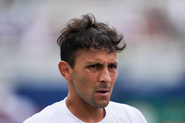 ATP, Tennis Herren Masters 1000 National Bank Open Toronto Presented by Rogers 2025 - Day 6 Emilio Nava of the United States looks on against Karen Khachanov of Russia during the Men s Singles third round match on day 6 of the ATP Masters 1000 National Bank Open at Sobeys Stadium. on July 31, 2025 in Toronto, Canada. (Photo by Leonardo Ramirez Eyepix Group) Copyright: xLeonardoxRamirezx xEyepixxGroupx LR-31072025-02853