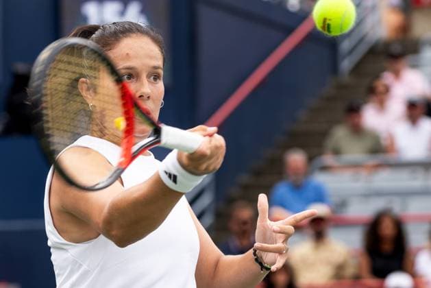 July 31, 2025, Montreal, Quebec, Canada: DARIA KASATKINA from (15) Australia forehand in first set against Marta Kostyuk (24) from Ukraine in round of 32 at Canadian Open at IGA stadium in Montreal, Quebec, Canada on 2025-07-31 Montreal Canada - ZUMAl189 20250731_zsp_l189_016 Copyright: xYannickxLegarex