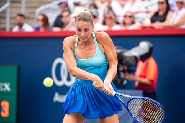 July 31, 2025, Montreal, Pq, CANADA: Marta Kostyuk, of Ukraine, hits a return against Daria Kasatkina, of Australia, during third round tennis action at the National Bank Open tennis tournament in Montreal on Thursday, July 31, 2025. Canada News - July 31, 2025 - ZUMAc35_ 20250731_zaf_c35_050 Copyright: xChristopherxKatsarovx