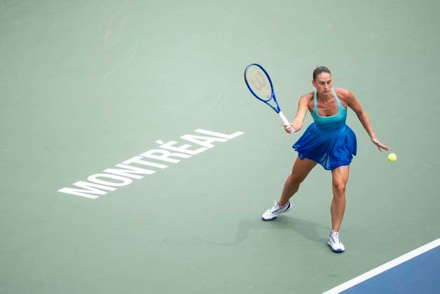 July 31, 2025, Montreal, Pq, CANADA: Marta Kostyuk, of Ukraine, hits a return against Daria Kasatkina, of Australia, during third round tennis action at the National Bank Open tennis tournament in Montreal on Thursday, July 31, 2025. Canada News - July 31, 2025 - ZUMAc35_ 20250731_zaf_c35_072 Copyright: xChristopherxKatsarovx