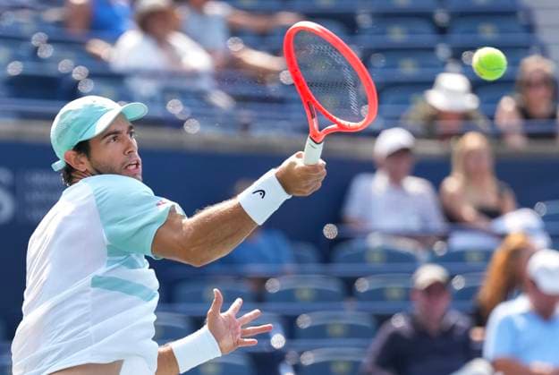 July 31, 2025, Toronto, On, CANADA: Nuno Borges of Portugal returns the ball against Casper Ruud of Norway during third round tennis action at the National Bank Open in Toronto on Thursday, July 31, 2025. Canada News - July 31, 2025  - ZUMAc35_ 20250731_zaf_c35_083 Copyright: xNathanxDenettex