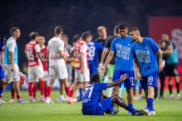 July 31, 2025, Braga, Braga, Portugal: OLIVER KAMDEM from PEC Levski Sofia after the game finished and his team eliminated during the UEFA Europe League 2025 26 qualification round 2 match between SC Braga and PFK Levski Sofia at Estadio Municipal de Braga on July 31, 2025 in Braga, Portugal. Braga Portugal - ZUMAl192 20250731_zsp_l192_090 Copyright: xMiguelxLemosx