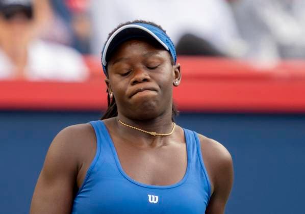July 31, 2025, Montreal, Pq, Canada: Victoria Mboko of Canada reacts during her game against Marie Bouzkova of Czechia during third round tennis action at the National Bank Open in Montreal, Thursday, July 31, 2025. Canada News - July 31, 2025  - ZUMAc35_ 20250731_zaf_c35_125 Copyright: xChristinnexMuschix