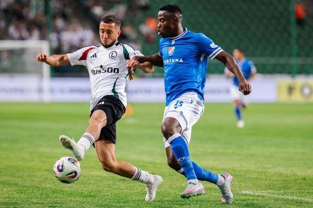 July 31, 2025, Warsaw, Poland: Wahan Biczachczian (Vahan Bichakhchyan) (L) of Legia and Patrick Kpozo (R) of Banik are seen in action during the 2nd round qualifying UEFA Europa League match between Legia Warszawa and FC Banik Ostrava at Marshal Jozef Pilsudski Legia Warsaw Municipal Stadium. Final score; Legia Warszawa 2:1 FC Banik Ostrava. Warsaw Poland - ZUMAs197 20250731_aaa_s197_234 Copyright: xMikolajxBarbanellx
