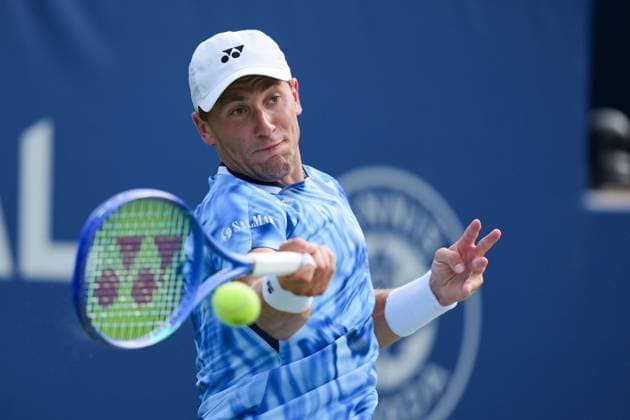 ATP, Tennis Herren Masters 1000 National Bank Open Toronto Presented by Rogers 2025 - Day 6 Casper Ruud of Norway plays a forehand against Nuno Borges of Portugal during the Men s Singles third round match on day 6 of the ATP Masters 1000 National Bank Open at Sobeys Stadium. on July 31, 2025 in Toronto, Canada. Toronto Ontario Canada Copyright: xLeonardoxRamirezx