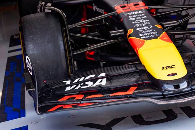 F1 - HUNGARIAN GRAND PRIX 2025 Front win, Red Bull Racing RB21, mechanical detail during the 2025 Formula 1 Lenovo Hungarian Grand Prix, 14th round of the 2025 FIA Formula One World Championship, WM, Weltmeisterschaft from August 1 to 3, 2025 on the Hungaroring, in Mogyorod, Hungary - MogyorodHungary  Copyright: xJulienxDelfossex