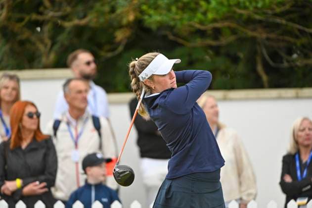 1st August 2025; Royal Porthcawl Golf Club, Porthcawl, Wales; AIG Womens Open Golf, Round 2; Anna Foster on the first tee  AledxHopkins