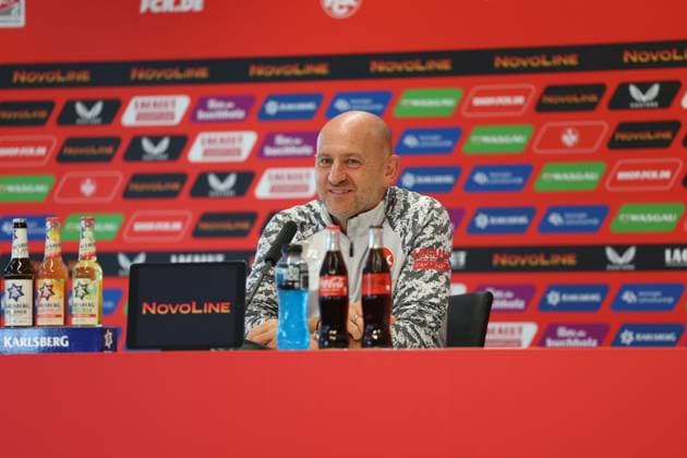 01.08.2025, xrekx, Fussball 2.Bundesliga, 1.FC Kaiserslautern - Pressekonferenz v.l. Torsten Lieberknecht Trainer (1.FC Kaiserslautern) (DFL DFB REGULATIONS PROHIBIT ANY USE OF PHOTOGRAPHS as IMAGE SEQUENCES and or QUASI-VIDEO) Kaiserslautern