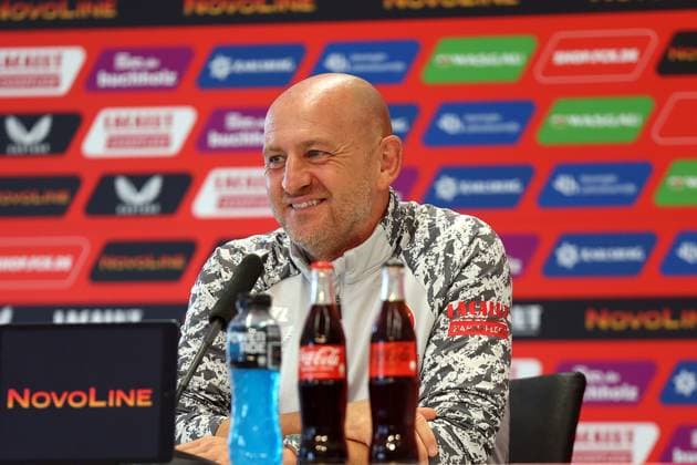 01.08.2025, xrekx, Fussball 2.Bundesliga, 1.FC Kaiserslautern - Pressekonferenz v.l. Torsten Lieberknecht Trainer (1.FC Kaiserslautern) (DFL DFB REGULATIONS PROHIBIT ANY USE OF PHOTOGRAPHS as IMAGE SEQUENCES and or QUASI-VIDEO) Kaiserslautern
