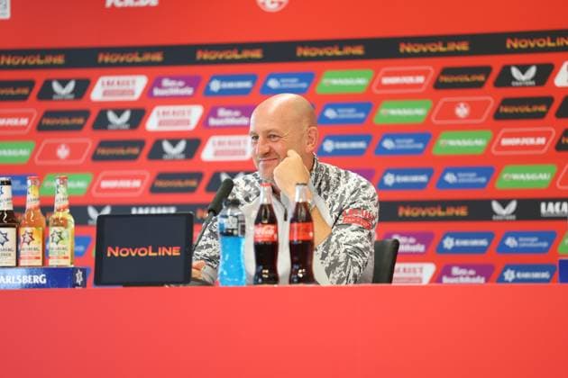 01.08.2025, xrekx, Fussball 2.Bundesliga, 1.FC Kaiserslautern - Pressekonferenz v.l. Torsten Lieberknecht Trainer (1.FC Kaiserslautern) (DFL DFB REGULATIONS PROHIBIT ANY USE OF PHOTOGRAPHS as IMAGE SEQUENCES and or QUASI-VIDEO) Kaiserslautern