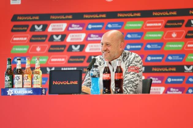 01.08.2025, xrekx, Fussball 2.Bundesliga, 1.FC Kaiserslautern - Pressekonferenz v.l. Torsten Lieberknecht Trainer (1.FC Kaiserslautern) (DFL DFB REGULATIONS PROHIBIT ANY USE OF PHOTOGRAPHS as IMAGE SEQUENCES and or QUASI-VIDEO) Kaiserslautern