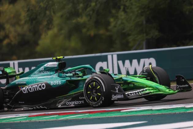 Felipe Drugovich F1 Hungarian GP 2025 flow vis Felipe Drugovich (BRA) - Aston Martin Aramco F1 Team - AMR25 with flow-vis during Formula 1 Lenovo Hungarian Grand Prix 2025 on Aug 1., 2025 in Hungaroring, Hungary Mogyorod Red Bull Ring Pest Varmegye Hungary