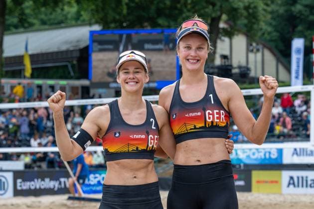 RECORD DATE NOT STATED European Championship, EM, Europameisterschaft - Beachvolleyball Düsseldorf, 01.08.2025 Cinja Tillmann (GER), Svenja Mueller (GER); European Championship - Beachvolleyball Düsseldorf am 01.08.2025 Copyright: xBEAUTIFULxSPORTS PeterxWeberx