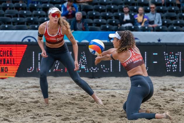 RECORD DATE NOT STATED European Championship, EM, Europameisterschaft - Beachvolleyball Düsseldorf, 01.08.2025 Zoe Verge-Depre ( SUI ), Anouk Verge-Depre ( SUI ); European Championship - Beachvolleyball Düsseldorf am 01.08.2025 Copyright: xBEAUTIFULxSPORTS PeterxWeberx