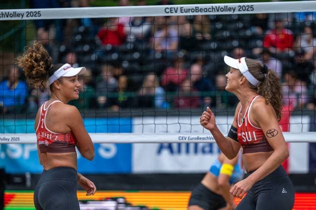 RECORD DATE NOT STATED European Championship, EM, Europameisterschaft - Beachvolleyball Düsseldorf, 01.08.2025 Zoe Verge-Depre ( SUI ), Anouk Verge-Depre ( SUI ); European Championship - Beachvolleyball Düsseldorf am 01.08.2025 Copyright: xBEAUTIFULxSPORTS PeterxWeberx