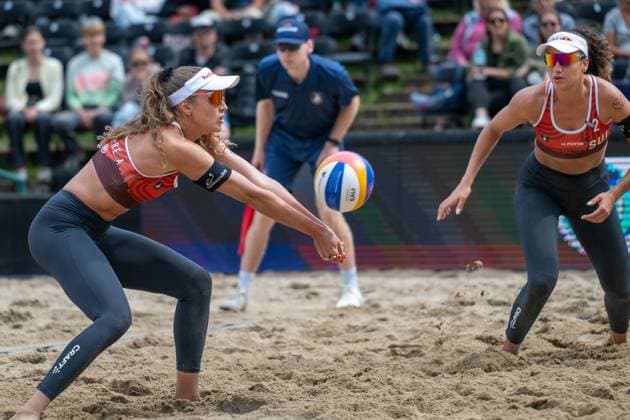 RECORD DATE NOT STATED European Championship, EM, Europameisterschaft - Beachvolleyball Düsseldorf, 01.08.2025 Anouk Verge-Depre ( SUI ), Zoe Verge-Depre ( SUI ); European Championship - Beachvolleyball Düsseldorf am 01.08.2025 Copyright: xBEAUTIFULxSPORTS PeterxWeberx