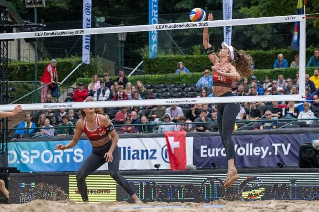 RECORD DATE NOT STATED European Championship, EM, Europameisterschaft - Beachvolleyball Düsseldorf, 01.08.2025 Zoe Verge-Depre ( SUI ), Anouk Verge-Depre ( SUI ); European Championship - Beachvolleyball Düsseldorf am 01.08.2025 Copyright: xBEAUTIFULxSPORTS PeterxWeberx