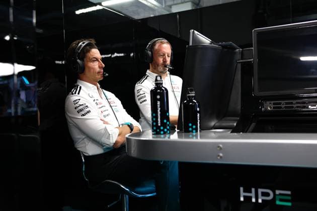 Toto Wolff (AUT, Mercedes-AMG Petronas F1 Team), Bradley Lord (GBR, Mercedes-AMG Petronas F1 Team), F1 Grand Prix of Hungary at Hungaroring on August 1, 2025 in Budapest, Hungary. (Photo by HOCH ZWEI) Budapest Hungary