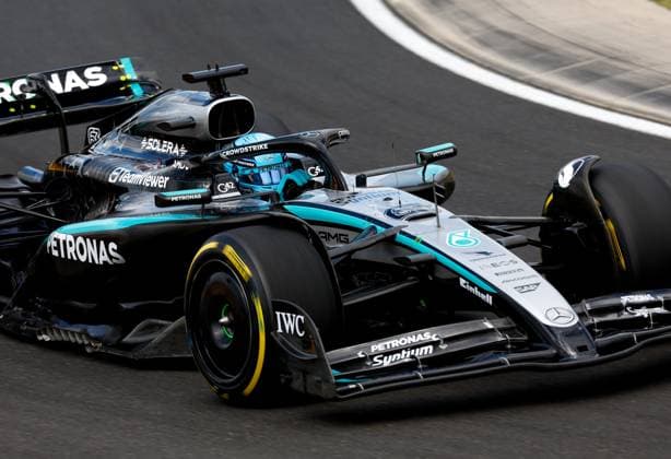 63 George Russell (GBR, Mercedes-AMG Petronas F1 Team), F1 Grand Prix of Hungary at Hungaroring on August 1, 2025 in Budapest, Hungary. (Photo by HOCH ZWEI) Budapest Hungary
