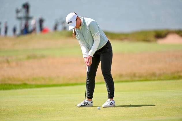 1st August 2025; Royal Porthcawl Golf Club, Porthcawl, Wales; AIG Womens Open Golf, Round 2; Darcey Harry putting on the 18th green  AledxHopkins