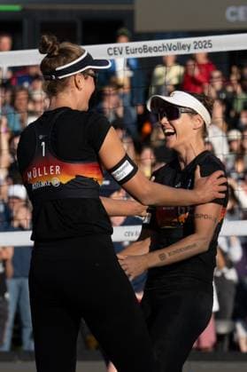RECORD DATE NOT STATED European Championship, EM, Europameisterschaft - Beachvolleyball Düsseldorf, 01.08.2025 Svenja Mueller (GER), Cinja Tillmann (GER); European Championship - Beachvolleyball Düsseldorf am 01.08.2025 Copyright: xBEAUTIFULxSPORTS PeterxWeberx
