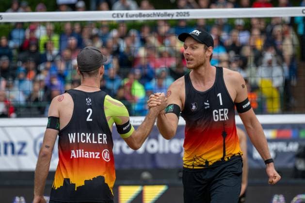 RECORD DATE NOT STATED European Championship, EM, Europameisterschaft - Beachvolleyball Düsseldorf, 01.08.2025 Nils Ehlers (GER), Clemens Wickler (GER); European Championship - Beachvolleyball Düsseldorf am 01.08.2025 Copyright: xBEAUTIFULxSPORTS PeterxWeberx