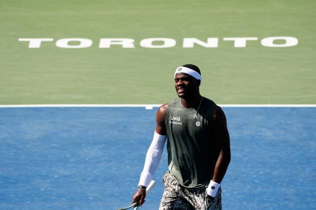 National Bank Open 2025 - Day 7 TORONTO, CANADA - AUGUST 1 : Frances Tiafoe of the United States gestures after a point against Aleksandar Vukic of Australia on day seven of the 2025 National Bank Open at Sobeys Stadium in Toronto, Ontario, Canada on August 1 , 2025. Mert Alper Dervis Anadolu Ontario Canada. Editorial use only. Please get in touch for any other usage.  Copyright: x2025xAnadoluxMertxAlperxDervisx