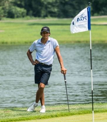 August 1, 2025, West Lafayette, Indiana, USA: CHARLIE WOODS waits to putt on the final day of the PGA, Golf Herren Junior Championships on August 1, 2025, at the Birck Boilermaker Golf Complex in West Lafayette, Ind. West Lafayette USA - ZUMAw145 20250801_zsp_w145_009 Copyright: xDavidxWegielx