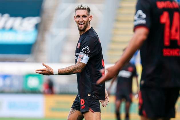 Testspiel: Fortuna Sittard- Bayer 04 Leverkusen; 01.08.2025 Robert Andrich (Bayer 04 Leverkusen, 8) reagiert beim Testspiel: Fortuna Sittard- Bayer 04 Leverkusen; Sittard, Fortuna Sittard Stadium 01.08.2025 Copyright: xBEAUTIFULxSPORTS Freisenx