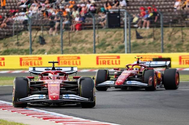 F1 Grand Prix Of Hungary - Practice Session Charles Leclerc of Monaco driving the F1 race car No¯16, the Ferrari SF‘25 for the Scuderia Ferrari HP Formula¯One Team, followed by Lewis Hamilton with the car no 44 on track during the practice session ahead of the Formula One Lenovo Hungarian Grand Prix 2025 at the Hungaroring. Budapest, Hungary on August¯1,¯2025. Budapest Hungary  Copyright: xNicolasxEconomoux originalFilename:economou-notitle250801_npz5H.jpg