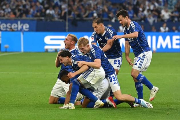 Moussa SYLLA (GE) jubelt nach seinem Tor zum 1-0, Jubel, jubeln, Freude, cheers, Fussball 2. Bundesliga, 1. Spieltag, FC Schalke 04 (GE) - Hertha BSC Berlin (B) 2-1 am 01.08.2025 in Gelsenkirchen Deutschland. DFL regulations prohibit any use of photographs as image sequences and or quasi-video Â