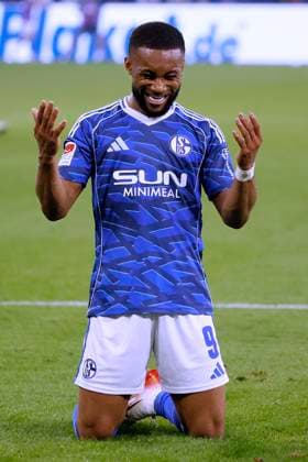 SYLLA Moussa Team FC Schalke 04 jubelt nach Tor 2. Bundesliga Saison 2025-2026 Spiel FC Schalke 04 - Hertha BSC Berlin 2 : 1 am 01.08.2025 in Gelsenkirchen DFL REGULATIONS PROHIBIT ANY USE OF PHOTOGRAPHS as IMAGE SEQUENCES and or QUASI-VIDEO Copyright: xLacixPerenyix