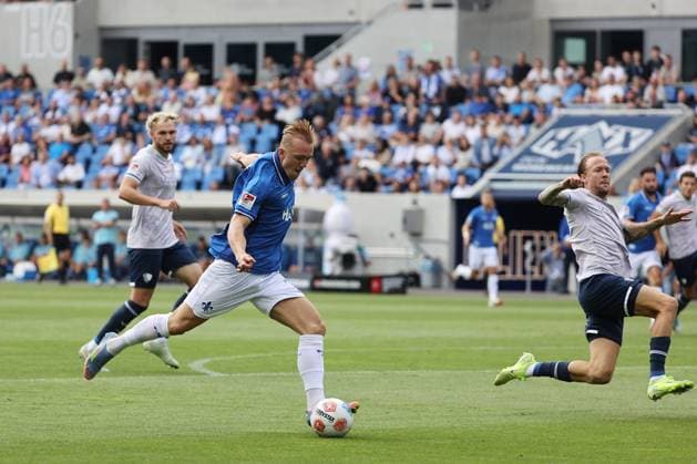 02.08.2025, xtvx, Fussball 2.Bundesliga, SV Darmstadt 98 - VfL Bochum v.l. Goal scored, Tor zum 1:0 Isac Lidberg (SV Darmstadt 98) (DFL DFB REGULATIONS PROHIBIT ANY USE OF PHOTOGRAPHS as IMAGE SEQUENCES and or QUASI-VIDEO) Darmstadt