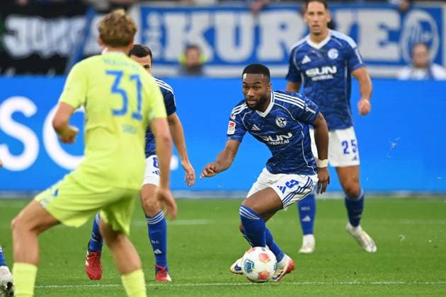 Moussa SYLLA (GE) Aktion, Einzelaktion, Fussball 2. Bundesliga, 1. Spieltag, FC Schalke 04 (GE) - Hertha BSC Berlin (B) 2-1 am 01.08.2025 in Gelsenkirchen Deutschland. DFL regulations prohibit any use of photographs as image sequences and or quasi-video Â