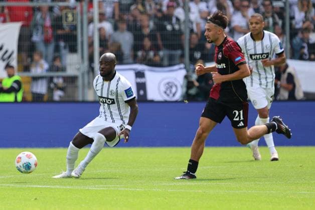 02.08.2025, Fussball, Herren, 2. Bundesliga, Saison 2025 2026, SV 07 Elversberg - 1. FC Nürnberg, SVR6 , Berkay Yilmaz (1. FC Nürnberg) Elversberg Ursapharm-Arena an der Kaiserlinde Saarland Deutschland (DEU)