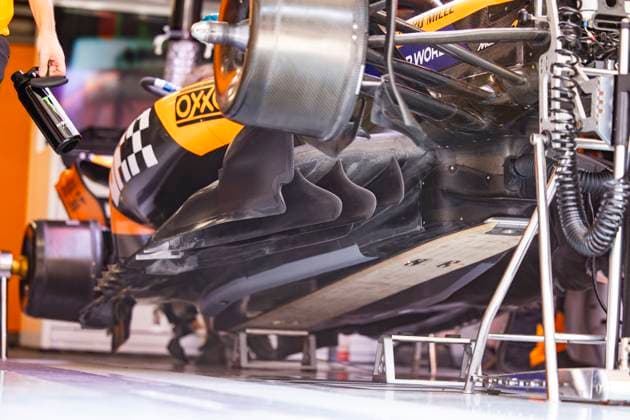 F1 - HUNGARIAN GRAND PRIX 2025 McLaren F1 Team MCL39, mechanical detail, Floor during the 2025 Formula 1 Lenovo Hungarian Grand Prix, 14th round of the 2025 FIA Formula One World Championship, WM, Weltmeisterschaft from August 1 to 3, 2025 on the Hungaroring, in Mogyorod, Hungary - MogyorodHungary  Copyright: xJulienxDelfossex