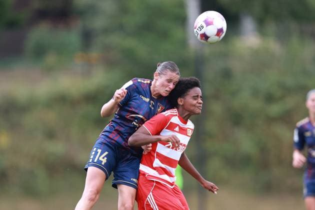 SZCZECIN 02.08.2025 MECZ TOWARZYSKI SPARING PILKA NOZNA KOBIET SEZON 2025 2026 - FRIENDLY WOMEN FOOTBALL MATCH POGON SZCZECIN - 1. FC UNION BERLIN NZ ALICJA DYGUS, NAIKA REISSNER FOT. KRZYSZTOF CICHOMSKI NEWSPIX.PL --- newspix.pl 