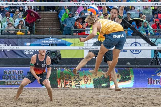 RECORD DATE NOT STATED European Championship, EM, Europameisterschaft - Beachvolleyball Düsseldorf, 02.08.2025 David Åhman (SWE), Clemens Wickler (GER); European Championship - Beachvolleyball Düsseldorf am 02.08.2025 Copyright: xBEAUTIFULxSPORTS PeterxWeberx