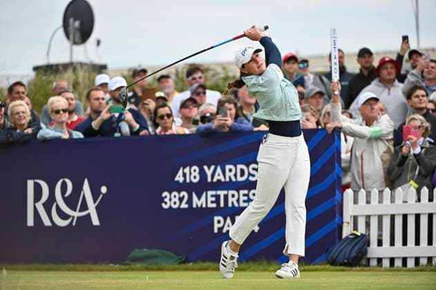2nd August 2025; Royal Porthcawl Golf Club, Porthcawl, Wales; AIG Womens Open Golf, Round 3; Darcey Harry teeing off on the first  AledxHopkins