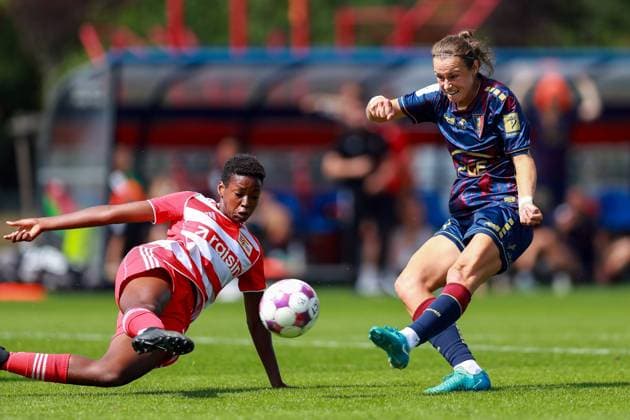 Sport Bilder des Tages SZCZECIN 02.08.2025 MECZ TOWARZYSKI SPARING PILKA NOZNA KOBIET SEZON 2025 2026 - FRIENDLY WOMEN FOOTBALL MATCH POGON SZCZECIN - 1. FC UNION BERLIN NZ MARIANN NOACK, KORNELIA OKONIEWSKA FOT. KRZYSZTOF CICHOMSKI NEWSPIX.PL --- newspix.pl 