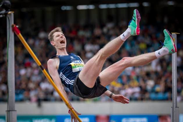 Sport Bilder des Tages Deutsche Leichtathletik-Meisterschaften; Dresden, 02.08.2025 Trotz Ärger beim letzten Versuch: Tobias Potye (Cologne Athletics) wird Deutscher Meister im Hochsprung; Deutsche Leichtathletik-Meisterschaften am 02.08.2025 im Heinz-Steyer-Stadion, Dresden (Sachsen). *** German Athletics Championships Dresden, 02 08 2025 Despite trouble at the last attempt Tobias Potye Cologne Athletics becomes German champion in the high jump German Athletics Championships on 02 08 2025 at Heinz Steyer Stadium, Dresden Saxony Copyright: xBEAUTIFULxSPORTS AxelxKohringx