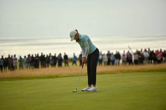 2nd August 2025; Royal Porthcawl Golf Club, Porthcawl, Wales; AIG Womens Open Golf, Round 3; Emma Spitz putting  AledxHopkins