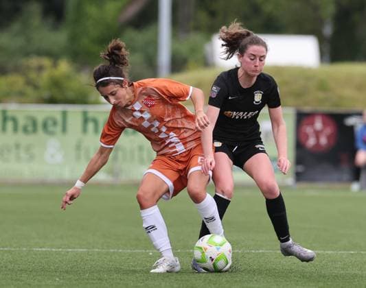 UEFA Women s Champions League First Qualifying Round Final, Athlone Town Stadium, Athlone 2 8 2025 Athlone Town vs ZNK Agram Athlone™s Kellie Brennan and Ivana Stanic of ZNK Agram Kellie Brennan and Ivana Stanic 2 8 2025  Copyright: x INPHO LorrainexOSullivanx 1Q0A1639