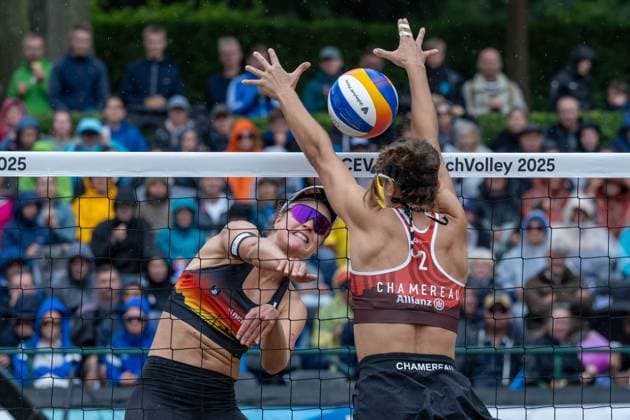 Sport Bilder des Tages RECORD DATE NOT STATED European Championship, EM, Europameisterschaft - Beachvolleyball Düsseldorf, 02.08.2025 Svenja Mueller (GER); European Championship - Beachvolleyball Düsseldorf am 02.08.2025 Copyright: xBEAUTIFULxSPORTS PeterxWeberx